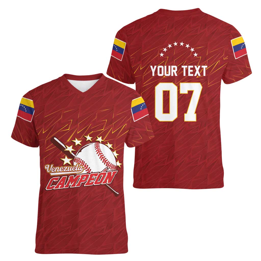 Venezuela Baseball Custom Women V-Neck T-Shirt Campeon - Making History