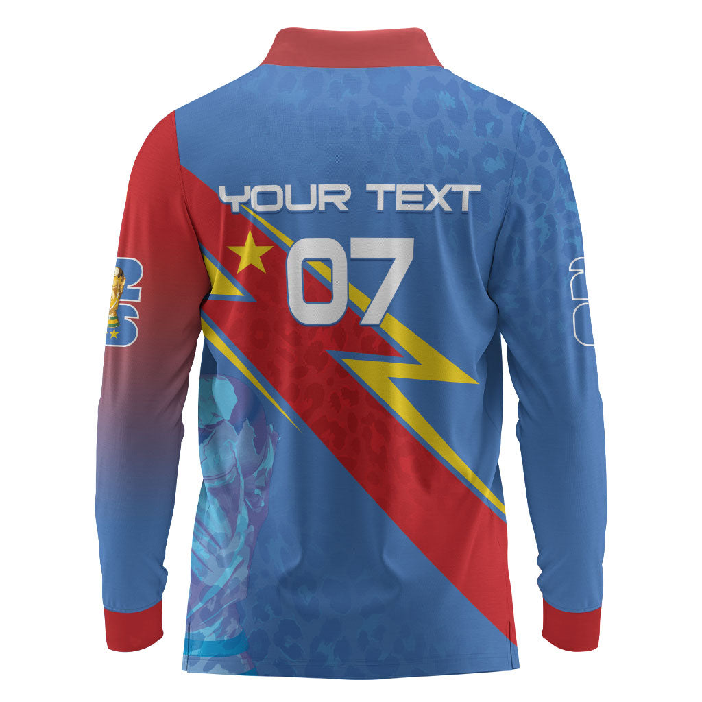 DR Congo 2026 Kopo ya Mokili Custom Long Sleeve Polo Shirt Leopards Making History