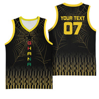 Ghana Black Star Custom Basketball Jersey Gold Ananse Spiderweb Inspired