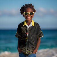 Ghana Black Star Custom Kid Hawaiian Shirt Gold Ananse Spiderweb Inspired