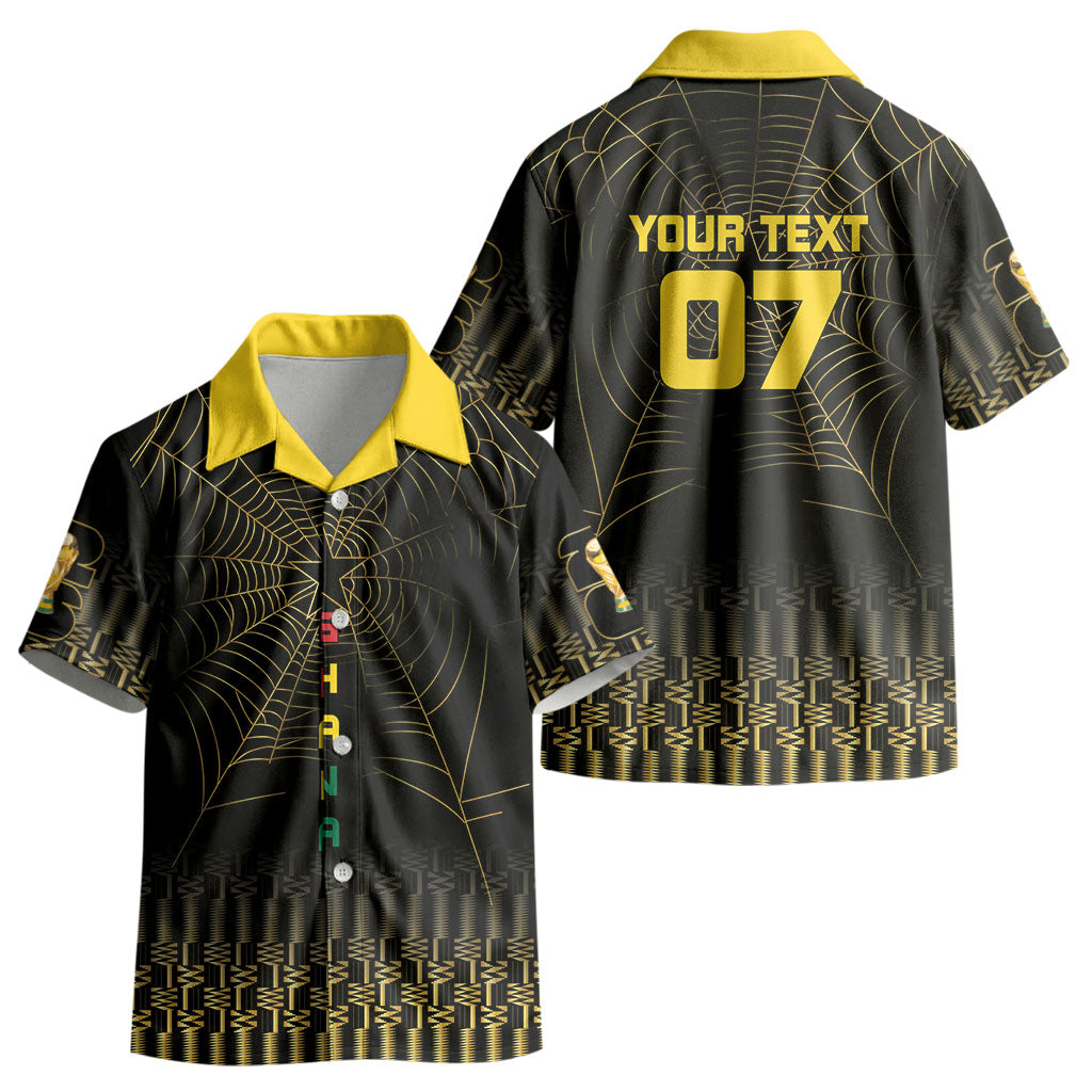 Ghana Black Star Custom Kid Hawaiian Shirt Gold Ananse Spiderweb Inspired LT7