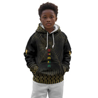 Ghana Black Star Custom Kid Hoodie Gold Ananse Spiderweb Inspired
