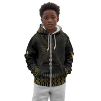 Ghana Black Star Custom Kid Hoodie Gold Ananse Spiderweb Inspired