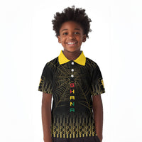 Ghana Black Star Custom Kid Polo Shirt Gold Ananse Spiderweb Inspired