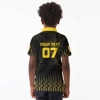 Ghana Black Star Custom Kid Polo Shirt Gold Ananse Spiderweb Inspired