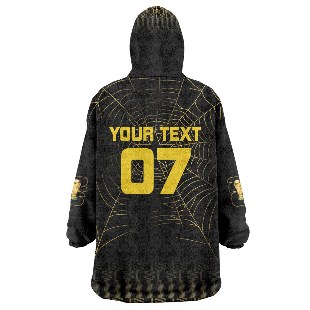 Ghana Black Star Custom Kid Wearable Blanket Hoodie Gold Ananse Spiderweb Inspired