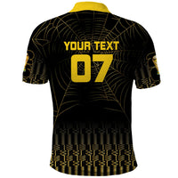 Ghana Black Star Custom Polo Shirt Gold Ananse Spiderweb Inspired