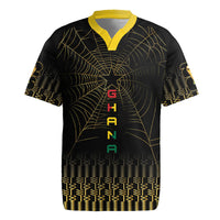 Ghana Black Star Custom Rugby Jersey Gold Ananse Spiderweb Inspired