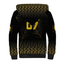 Ghana Black Star Custom Sherpa Hoodie Gold Ananse Spiderweb Inspired