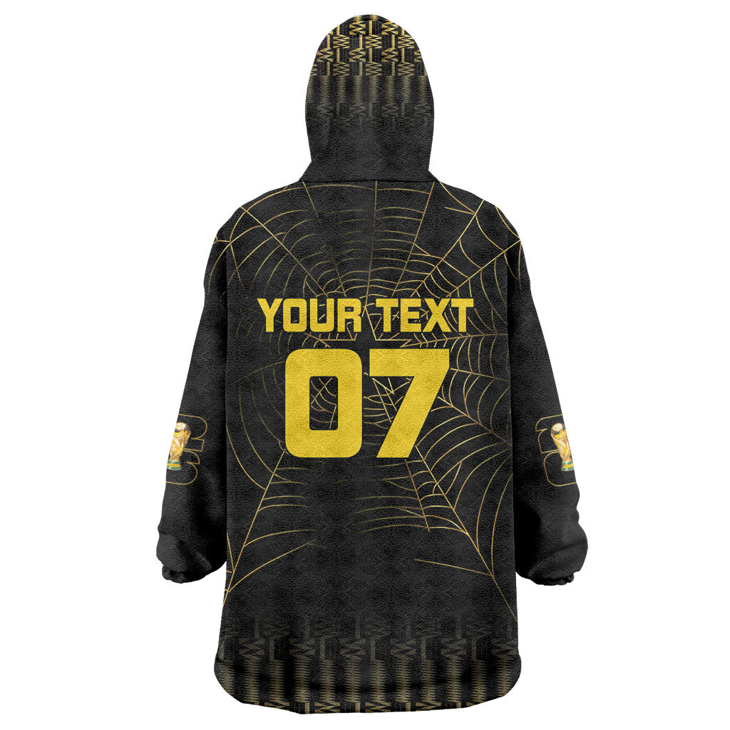 Ghana Black Star Custom Wearable Blanket Hoodie Gold Ananse Spiderweb Inspired