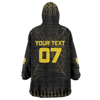 Ghana Black Star Custom Wearable Blanket Hoodie Gold Ananse Spiderweb Inspired