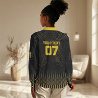 Ghana Black Star Custom Women Casual Shirt Gold Ananse Spiderweb Inspired