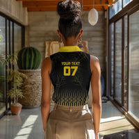 Ghana Black Star Custom Women Sleeveless Polo Shirt Gold Ananse Spiderweb Inspired