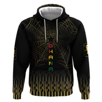 Ghana Black Star Custom Zip Hoodie Gold Ananse Spiderweb Inspired