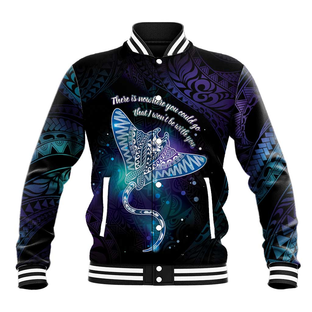 Polynesian Tala Manta Ray Baseball Jacket Nowhere You Could Go That I Won't Be With You - Wonder Print Shop