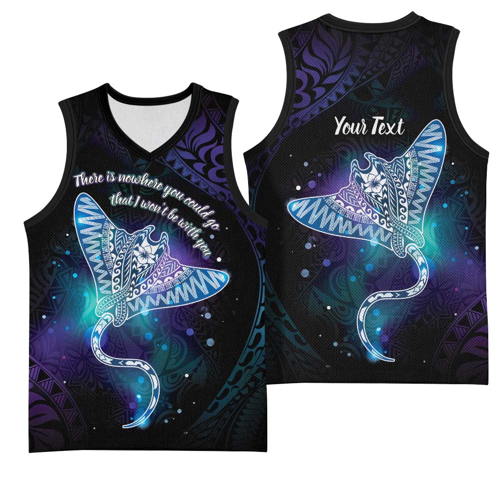 Polynesian Tala Manta Ray Basketball Jersey Nowhere You Could Go That I Won't Be With You - Wonder Print Shop