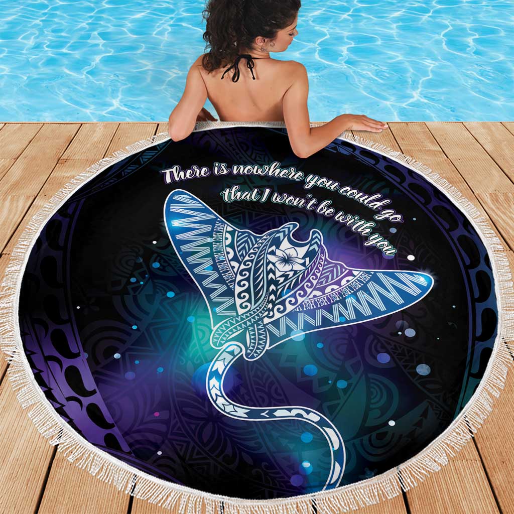 Polynesian Tala Manta Ray Beach Blanket Nowhere You Could Go That I Won't Be With You - Wonder Print Shop
