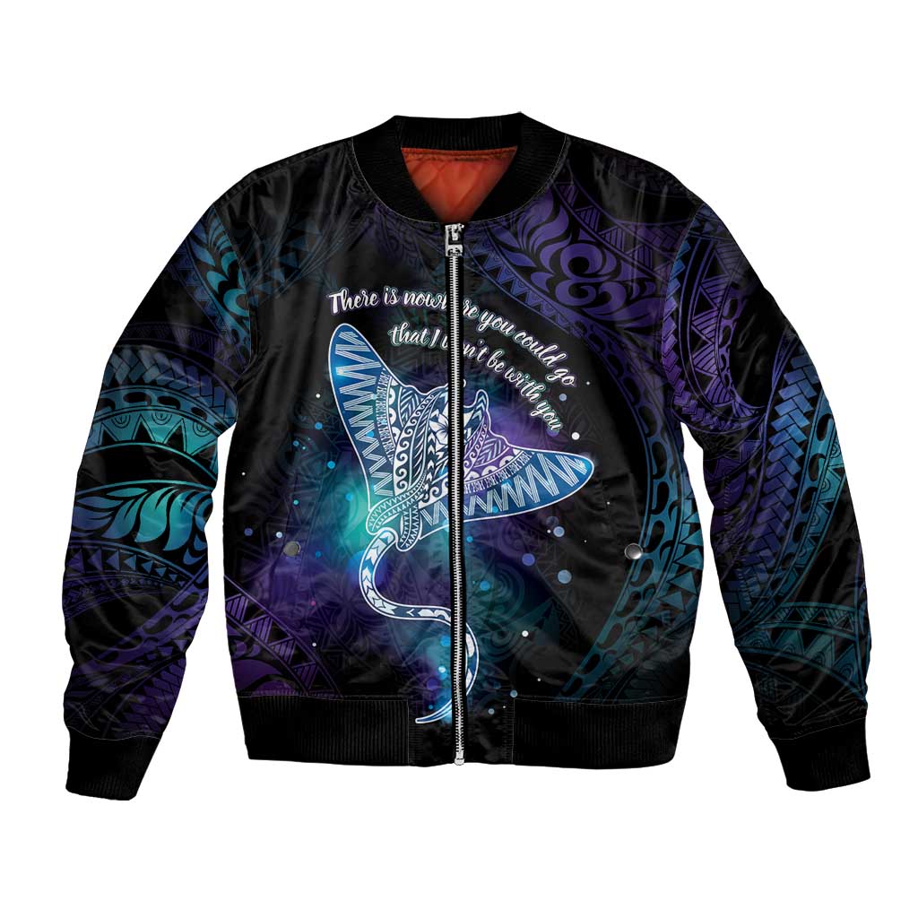 Polynesian Tala Manta Ray Bomber Jacket Nowhere You Could Go That I Won't Be With You - Wonder Print Shop