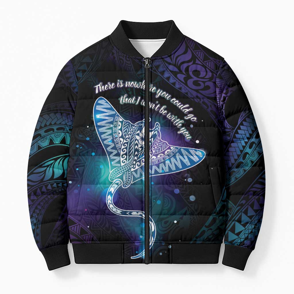 Polynesian Tala Manta Ray Bomber Puffer Jacket Nowhere You Could Go That I Won't Be With You - Wonder Print Shop