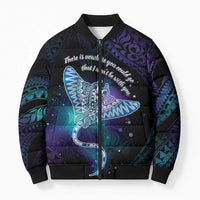 Polynesian Tala Manta Ray Bomber Puffer Jacket Nowhere You Could Go That I Won't Be With You - Wonder Print Shop