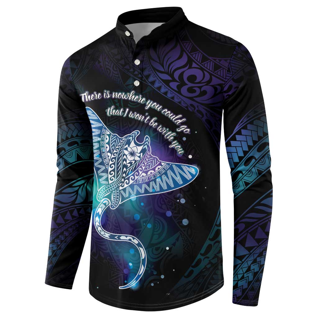 Polynesian Tala Manta Ray Button Sweatshirt Nowhere You Could Go That I Won't Be With You - Wonder Print Shop