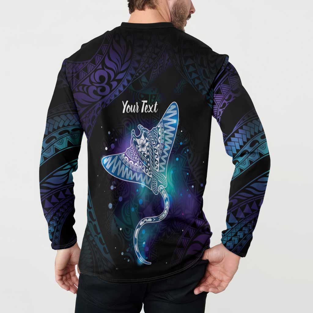 Polynesian Tala Manta Ray Button Sweatshirt Nowhere You Could Go That I Won't Be With You - Wonder Print Shop
