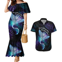 Polynesian Tala Manta Ray Couples Matching Mermaid Dress and Hawaiian Shirt Nowhere You Could Go That I Won't Be With You - Wonder Print Shop