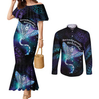 Polynesian Tala Manta Ray Couples Matching Mermaid Dress and Long Sleeve Button Shirt Nowhere You Could Go That I Won't Be With You - Wonder Print Shop