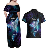 Polynesian Tala Manta Ray Couples Matching Off Shoulder Maxi Dress and Hawaiian Shirt Nowhere You Could Go That I Won't Be With You - Wonder Print Shop