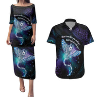Polynesian Tala Manta Ray Couples Matching Puletasi and Hawaiian Shirt Nowhere You Could Go That I Won't Be With You - Wonder Print Shop