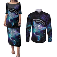 Polynesian Tala Manta Ray Couples Matching Puletasi and Long Sleeve Button Shirt Nowhere You Could Go That I Won't Be With You - Wonder Print Shop