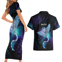 Polynesian Tala Manta Ray Couples Matching Short Sleeve Bodycon Dress and Hawaiian Shirt Nowhere You Could Go That I Won't Be With You - Wonder Print Shop