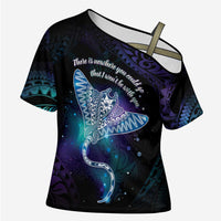 Polynesian Tala Manta Ray Cross Shoulder Shirt Nowhere You Could Go That I Won't Be With You - Wonder Print Shop