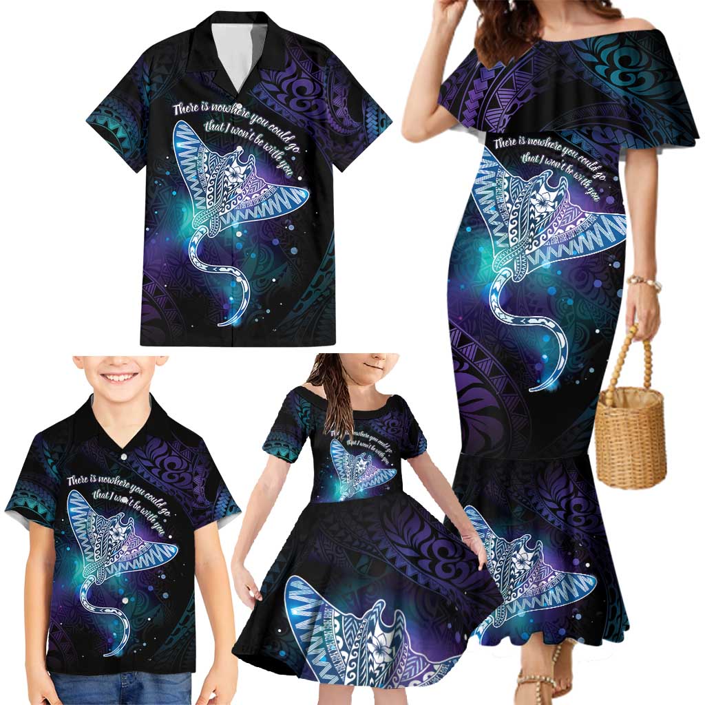 Polynesian Tala Manta Ray Family Matching Mermaid Dress and Hawaiian Shirt Nowhere You Could Go That I Won't Be With You - Wonder Print Shop