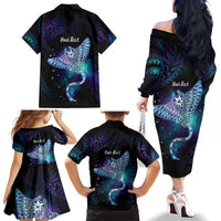 Polynesian Tala Manta Ray Family Matching Off The Shoulder Long Sleeve Dress and Hawaiian Shirt Nowhere You Could Go That I Won't Be With You - Wonder Print Shop