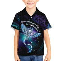Polynesian Tala Manta Ray Family Matching Off The Shoulder Long Sleeve Dress and Hawaiian Shirt Nowhere You Could Go That I Won't Be With You - Wonder Print Shop