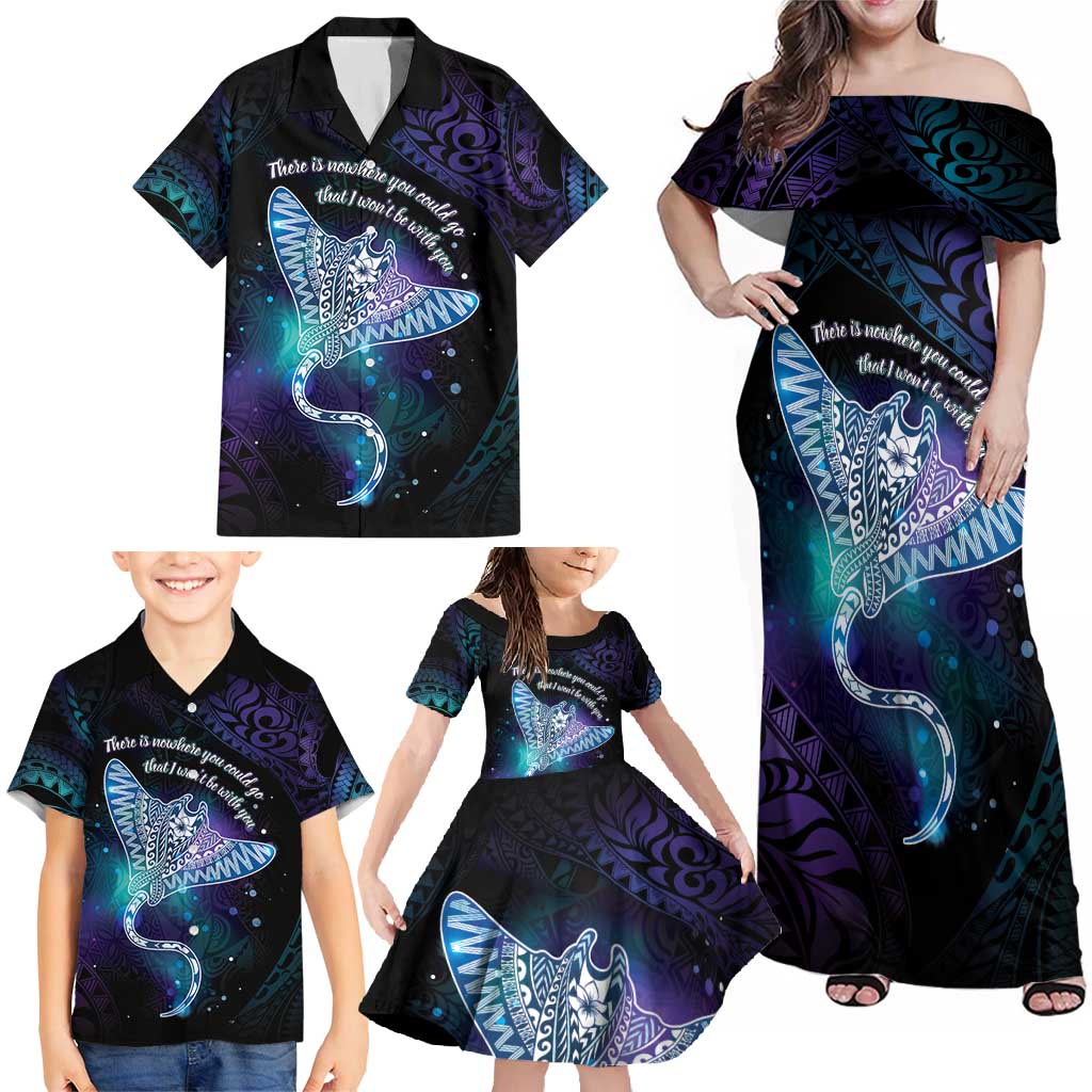 Polynesian Tala Manta Ray Family Matching Off Shoulder Maxi Dress and Hawaiian Shirt Nowhere You Could Go That I Won't Be With You - Wonder Print Shop