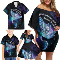 Polynesian Tala Manta Ray Family Matching Off Shoulder Short Dress and Hawaiian Shirt Nowhere You Could Go That I Won't Be With You - Wonder Print Shop