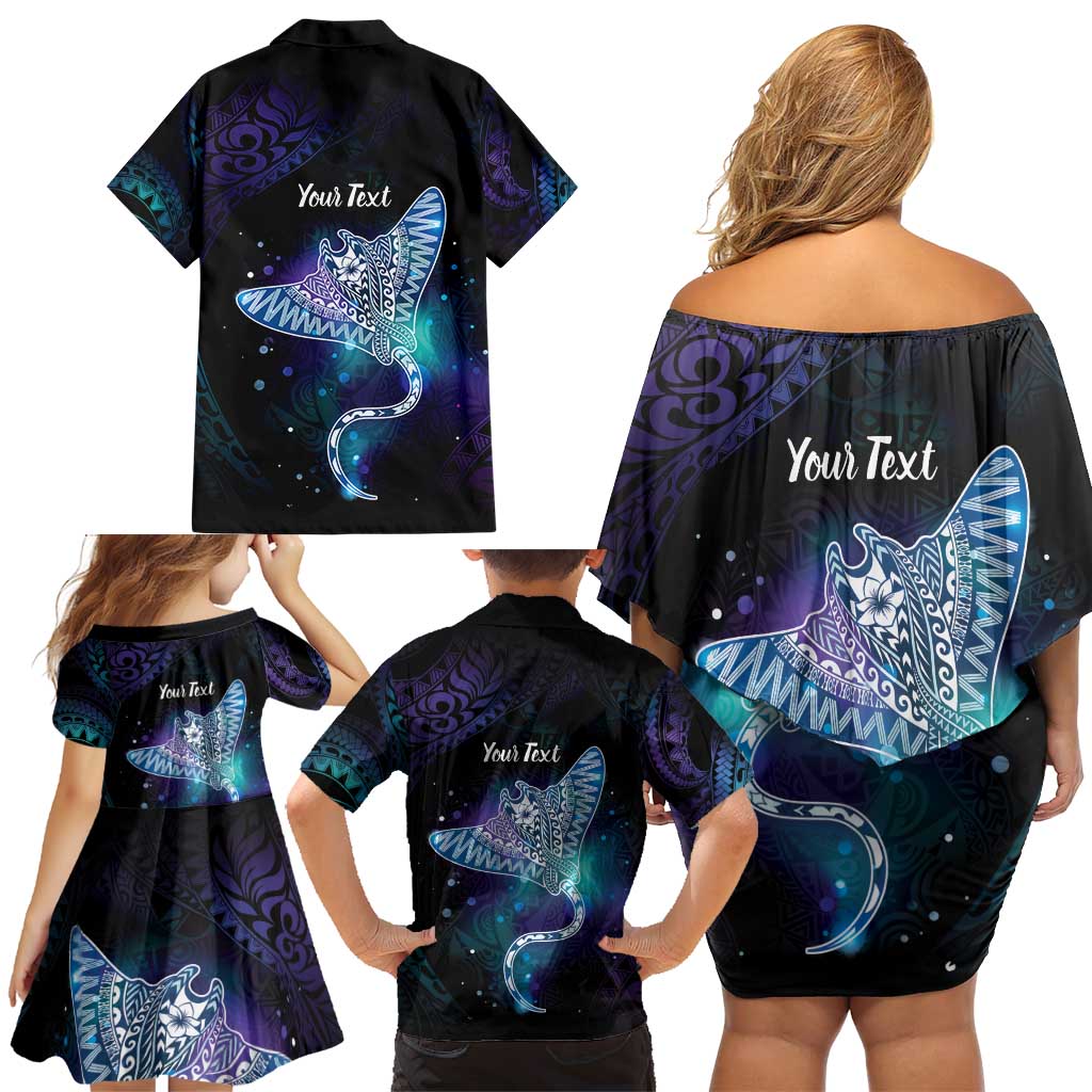 Polynesian Tala Manta Ray Family Matching Off Shoulder Short Dress and Hawaiian Shirt Nowhere You Could Go That I Won't Be With You - Wonder Print Shop