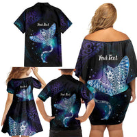Polynesian Tala Manta Ray Family Matching Off Shoulder Short Dress and Hawaiian Shirt Nowhere You Could Go That I Won't Be With You - Wonder Print Shop