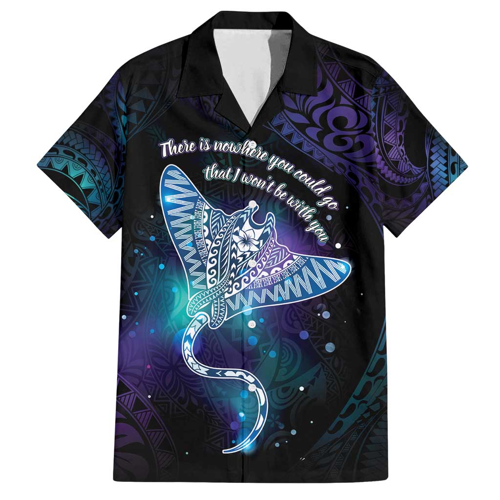 Polynesian Tala Manta Ray Family Matching Off Shoulder Short Dress and Hawaiian Shirt Nowhere You Could Go That I Won't Be With You - Wonder Print Shop