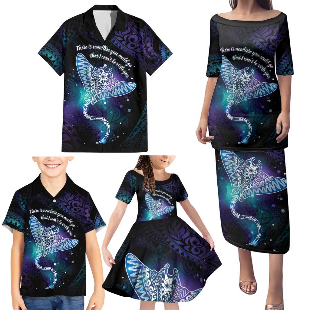 Polynesian Tala Manta Ray Family Matching Puletasi and Hawaiian Shirt Nowhere You Could Go That I Won't Be With You - Wonder Print Shop