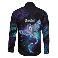 Polynesian Tala Manta Ray Family Matching Short Sleeve Bodycon Dress and Hawaiian Shirt Nowhere You Could Go That I Won't Be With You - Wonder Print Shop