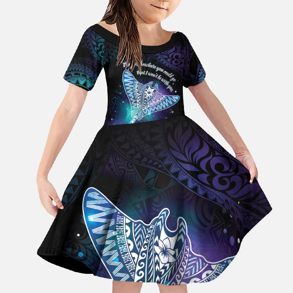 Polynesian Tala Manta Ray Family Matching Tank Maxi Dress and Hawaiian Shirt Nowhere You Could Go That I Won't Be With You - Wonder Print Shop
