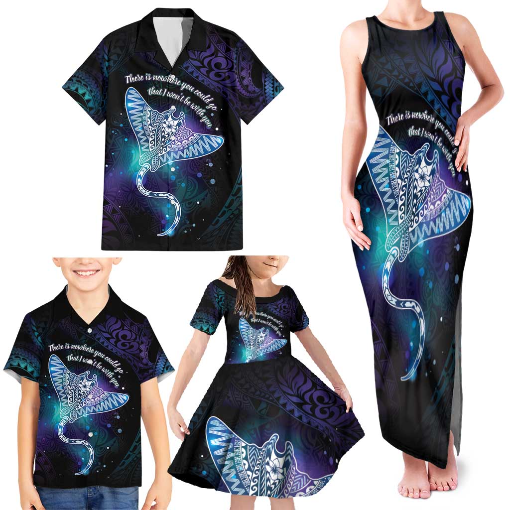 Polynesian Tala Manta Ray Family Matching Tank Maxi Dress and Hawaiian Shirt Nowhere You Could Go That I Won't Be With You - Wonder Print Shop