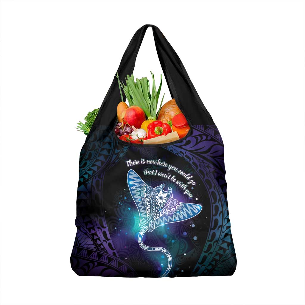 Polynesian Tala Manta Ray Grocery Bag Nowhere You Could Go That I Won't Be With You - Wonder Print Shop