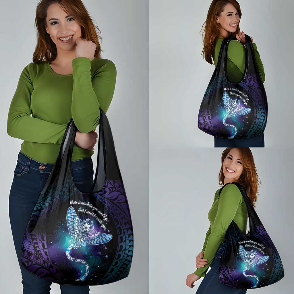 Polynesian Tala Manta Ray Grocery Bag Nowhere You Could Go That I Won't Be With You - Wonder Print Shop