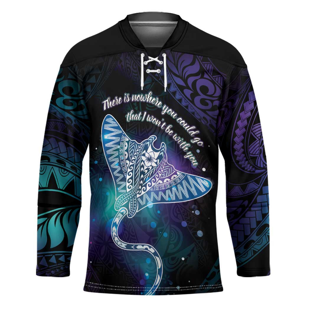 Polynesian Tala Manta Ray Hockey Jersey Nowhere You Could Go That I Won't Be With You - Wonder Print Shop