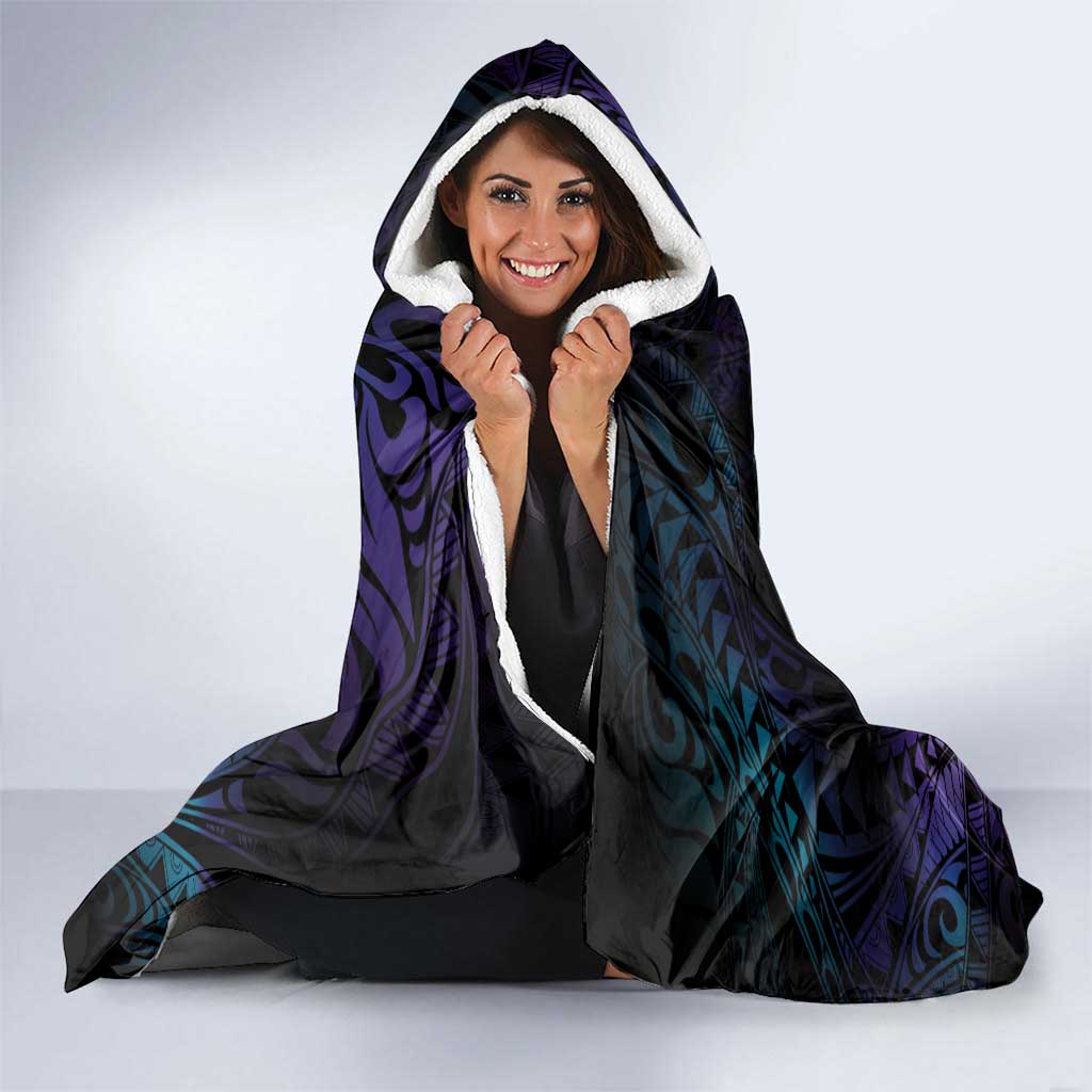 Polynesian Tala Manta Ray Hooded Blanket Nowhere You Could Go That I Won't Be With You - Wonder Print Shop