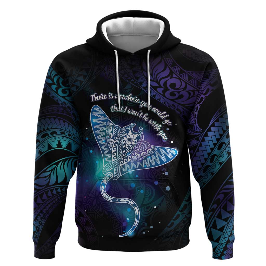 Polynesian Tala Manta Ray Hoodie Nowhere You Could Go That I Won't Be With You - Wonder Print Shop